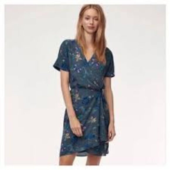 Aritzia Babaton Wallace Floral Wrap Mini Dress Size Small 26707 - Picture 2 of 11